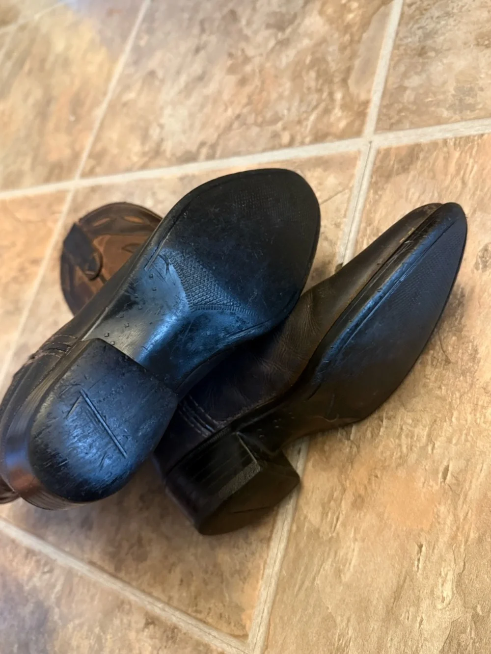 Vintage Kids Leather Cowboy Boots Sz 13 Western Brown Black Two Tone Rodeo Youth